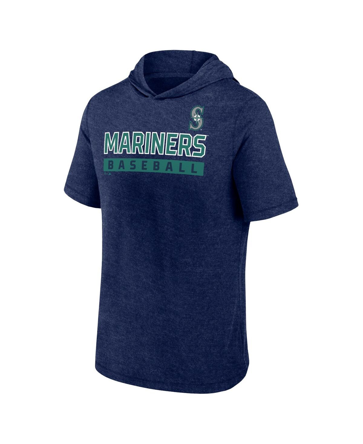 Fanatics Men'sSeattle Mariners Push Short Sleeve Pullover Hoodie - Heather Navy