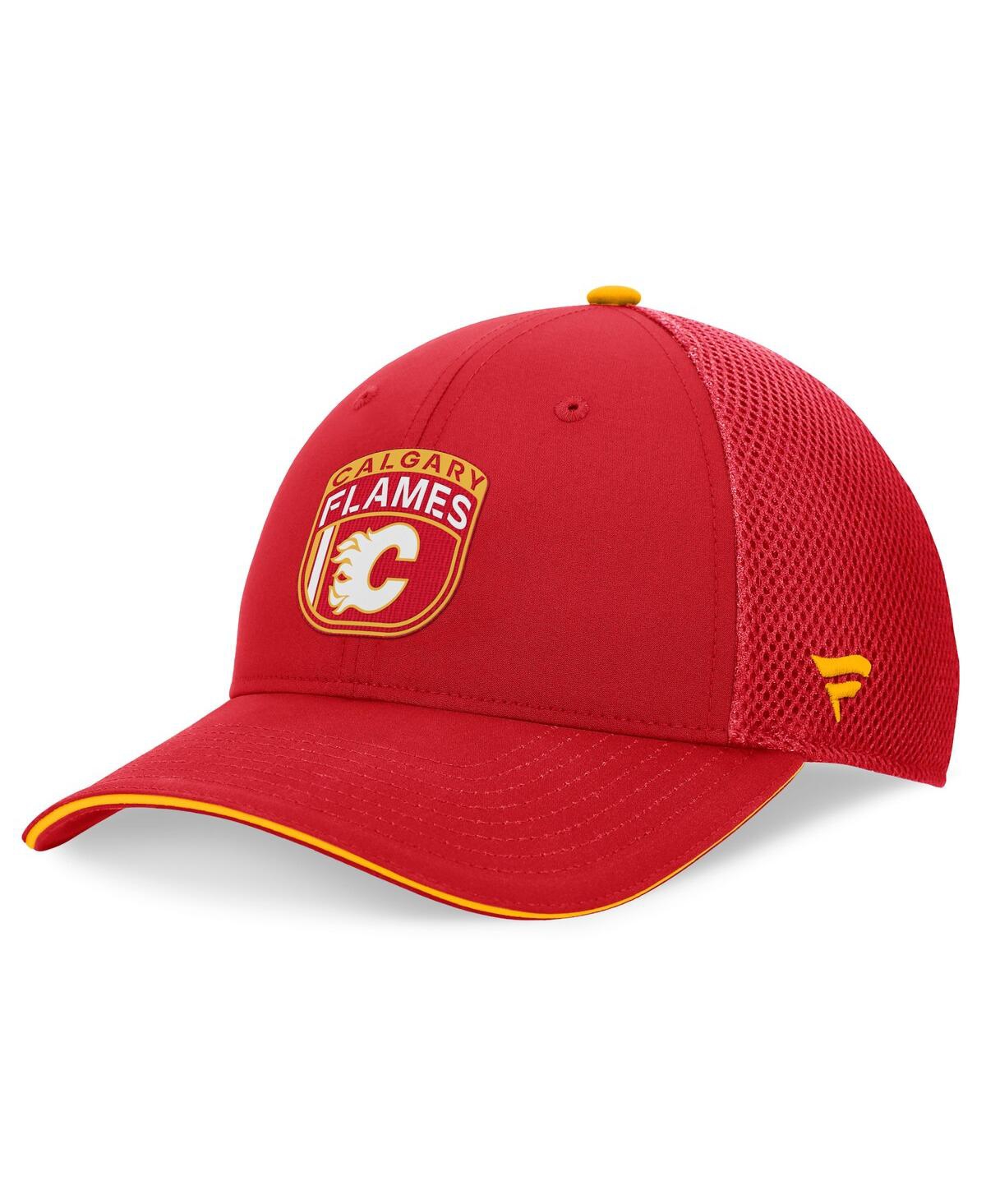 Fanatics Men's Red Calgary Flames 2024 Nhl Draft On Stage Trucker Adjustable Hat In Red,gold