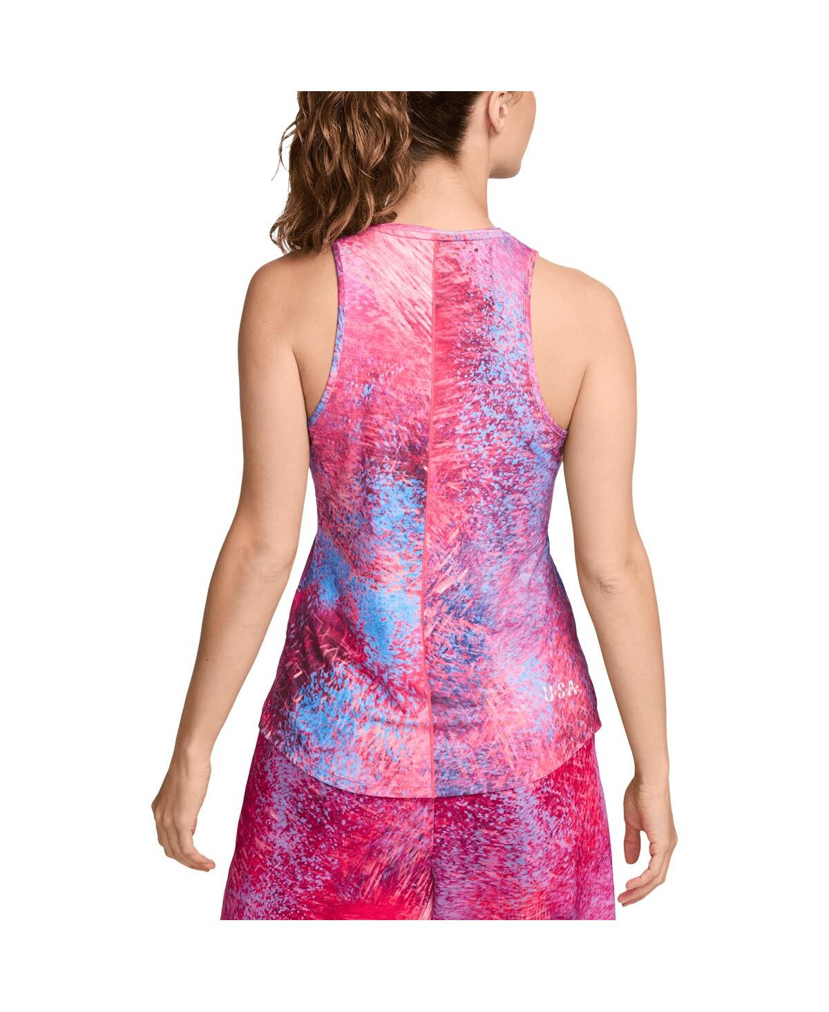 Shop Nike Women's Red Team Usa One Luxe Allover Print Tank Top