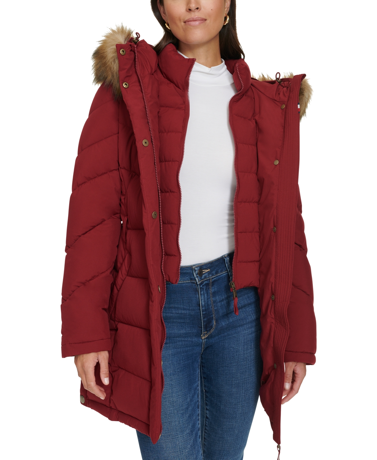 Tommy Hilfiger Women's Faux-Fur-Trim Hooded Puffer Coat, Created for Macy's