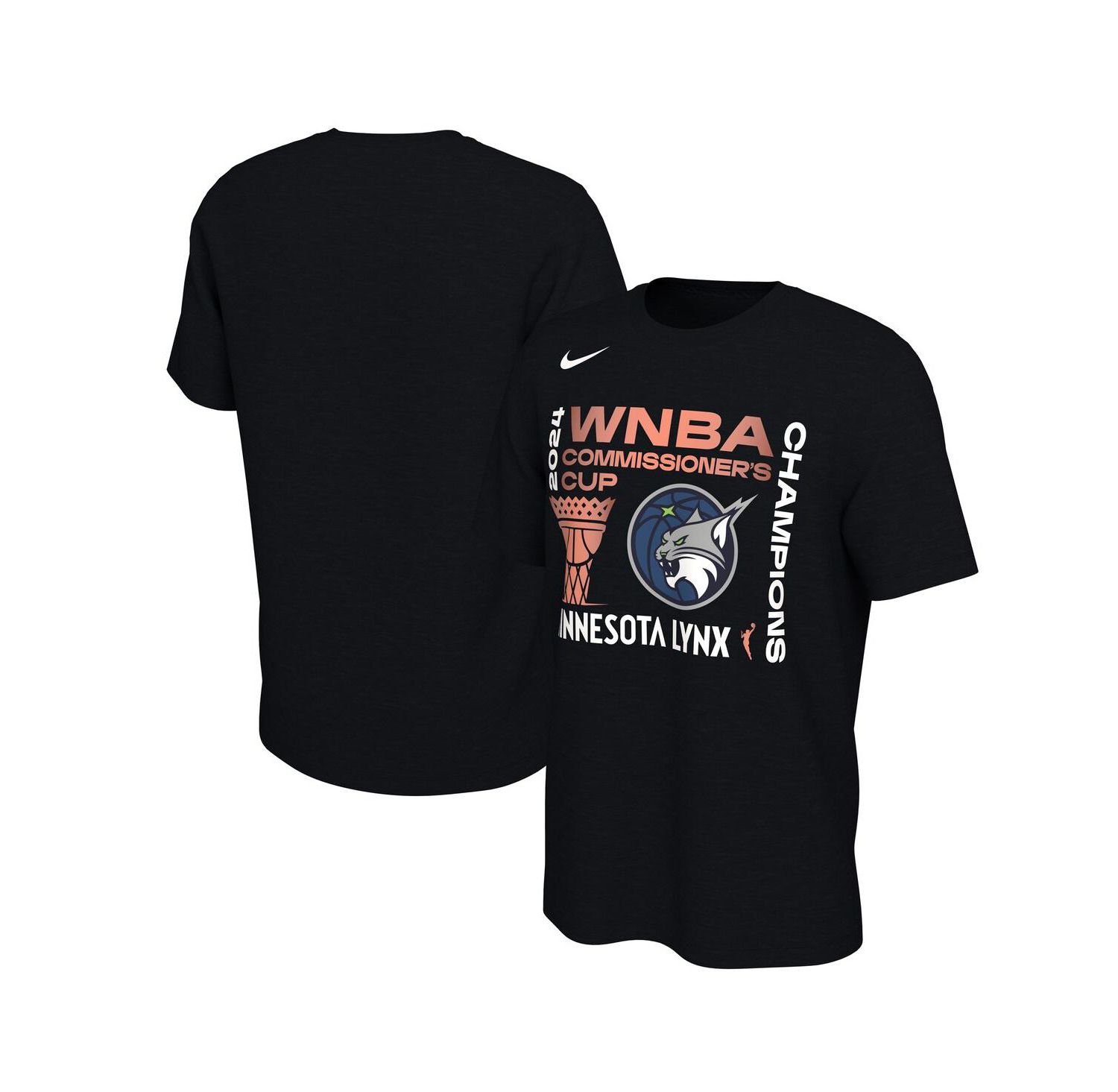 Men's and Women's Black Minnesota Lynx 2024 WNBA Commissioner's Cup Champions T-Shirt