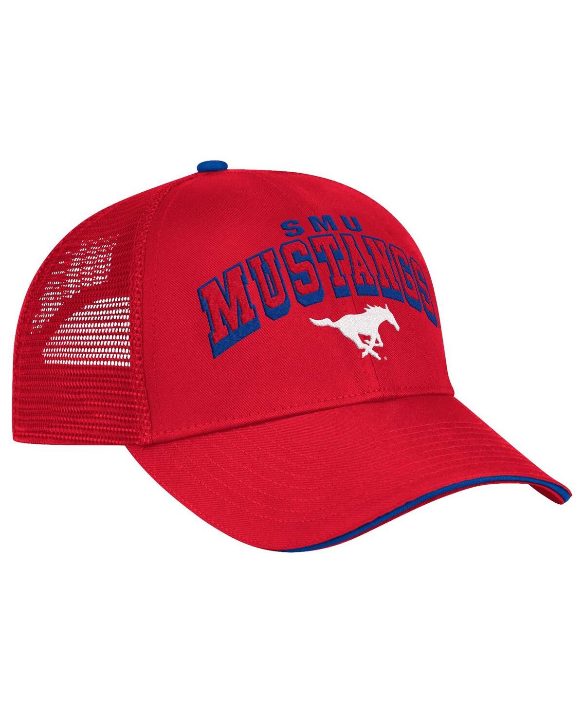 Colosseum Men's Red Smu Mustangs Wyatt Primary Team Trucker Adjustable Hat In Red