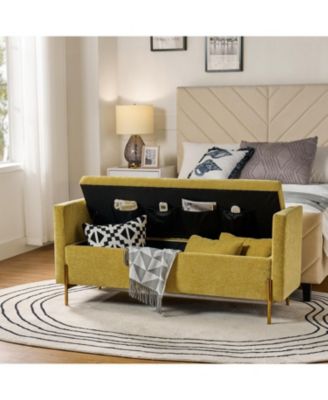 Angelus Modern Upholstered Flip Top Storage Bench with Throw Pillow