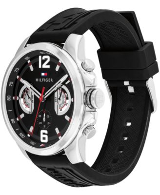 Men's Quartz Black Silicone Watch 46mm