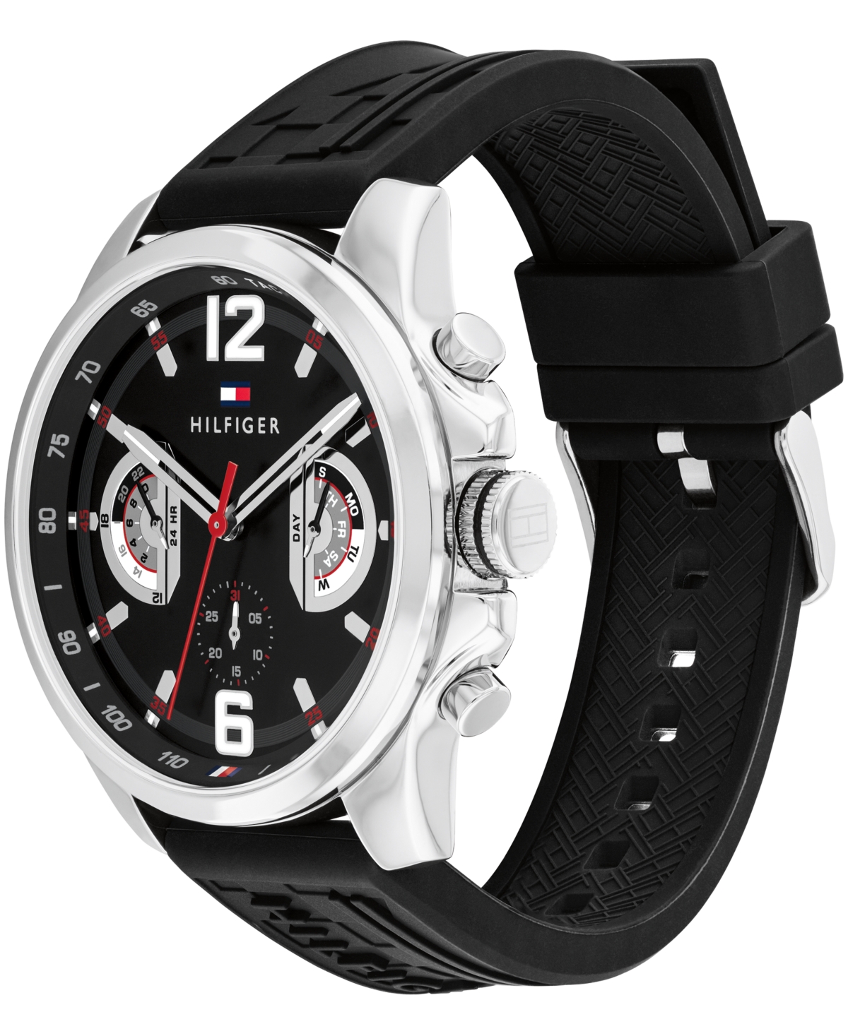 Tommy Hilfiger Men's Quartz Black Silicone Watch 46mm In Black