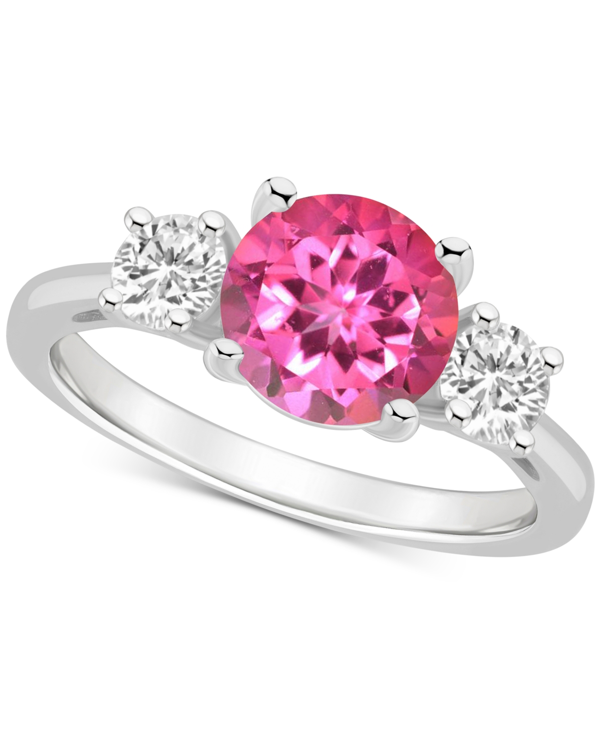 Mystic Topaz (2-3/8 ct. t.w.) & White Topaz (5/8 ct. t.w.) Three Stone Ring in Sterling Silver (Also  - Pink Topaz