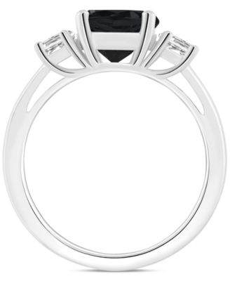 Onyx & White Topaz (5/8 ct. t.w.) Three Stone Ring in Sterling Silver