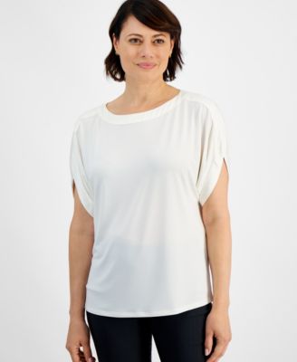 JM Collection - Women's Boat-Neck Drop-Sleeve Blouse