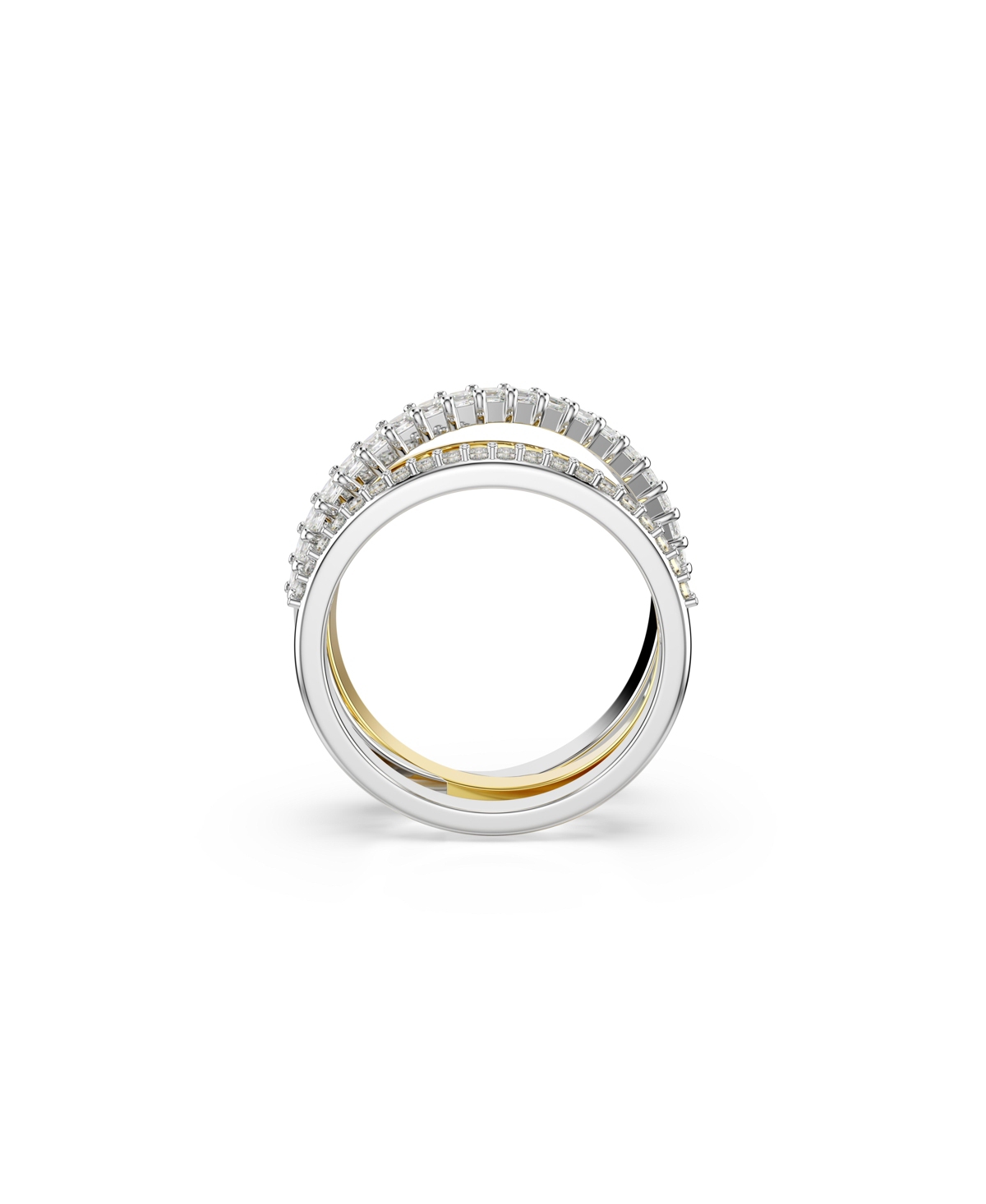 Swarovski Hyperbola Crystal Triple Band Ring In Gold Tone & Rhodium Plated In Gold,silver