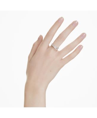 Mixed Cuts, White, Rhodium Plated Hyperbola Ring