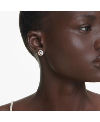 Round Cut, White, Rose Gold-Tone Plated Dextera Stud Earrings