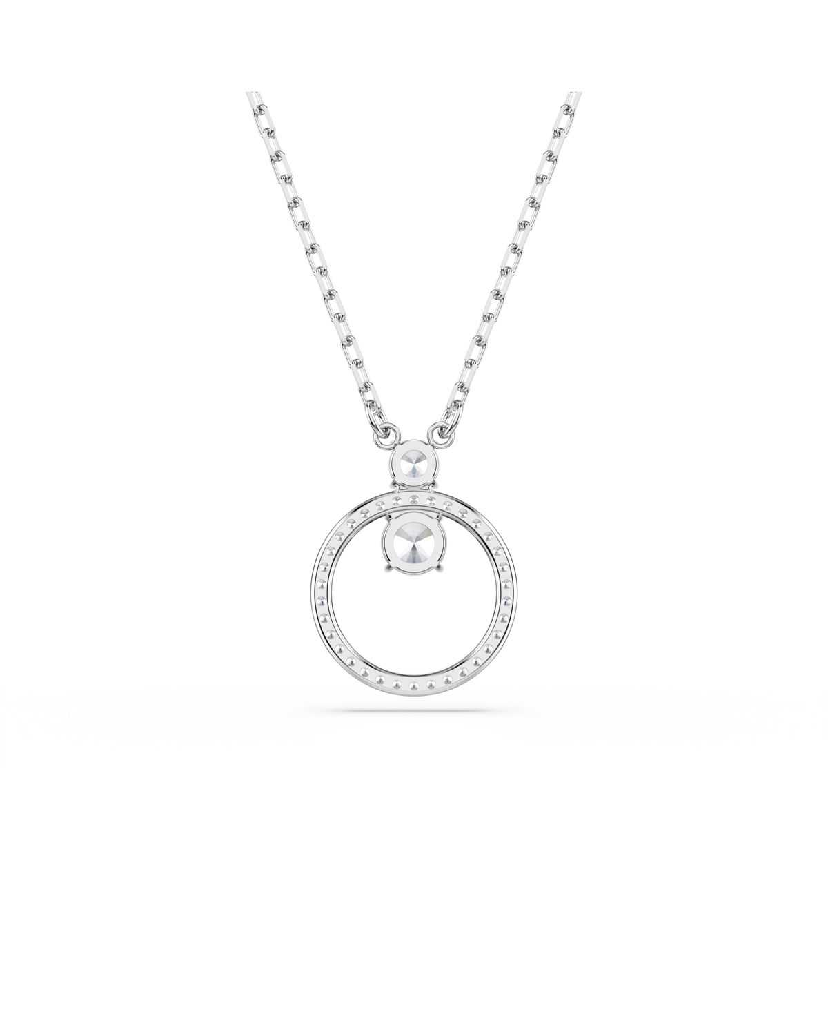 Swarovski Constella Crystal Circle Pendant Necklace In Rhodium Plated, 14.87-16.87 In Silver