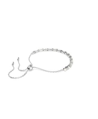 Crystal Pearl, Round Cut, White, Rhodium Plated Matrix Bracelet