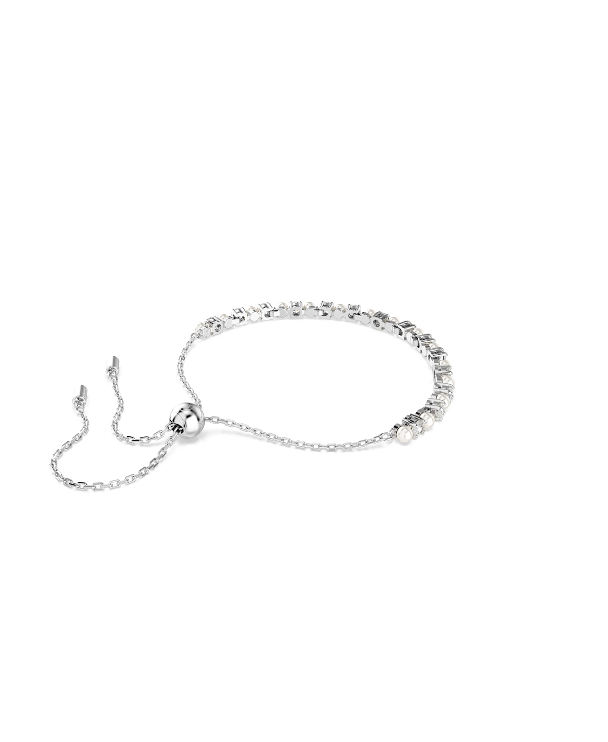 Swarovski Matrix Mixed Round Cuts White Rhodium Plated Tennis Bracelet In Silver