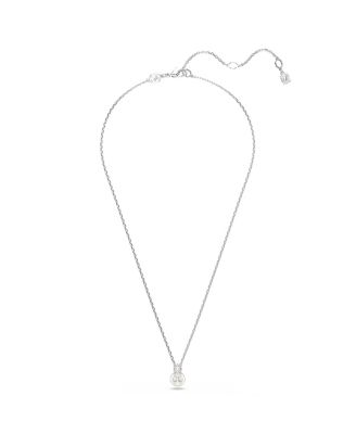 Matrix Pendant, Crystal Pearl, Round Cut, White, Rhodium Plated Necklace