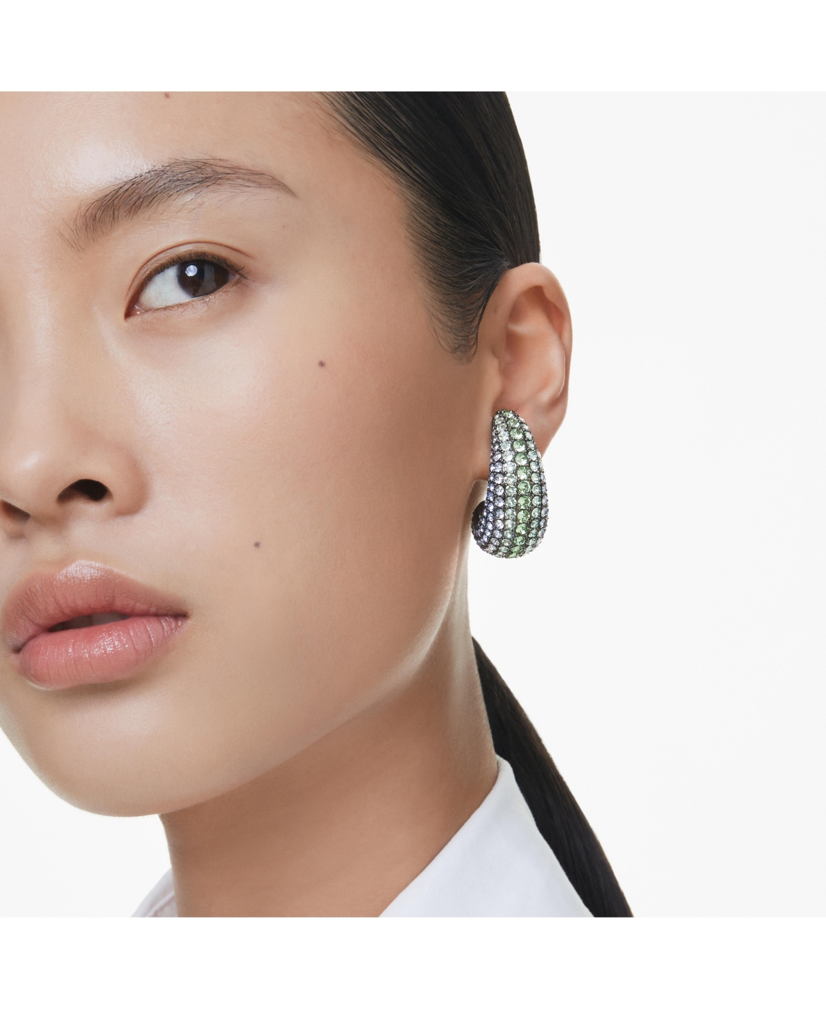 Swarovski Round Cut, Small, Ruthenium Plated Sublima Drop Earrings - Multicolored