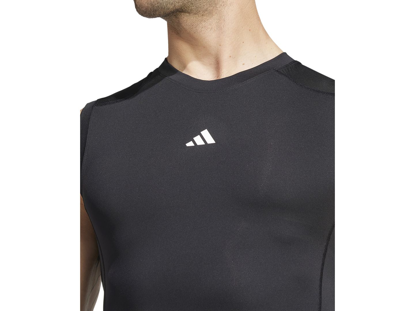 Мужская футболка adidas Fitted Crewneck Tech-Fit Sleeveless Compression, цвет: Чёрный — фото 3