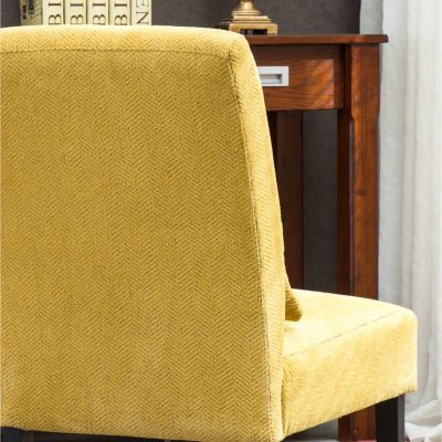 Contemporary Chenille Fabric Armless Accent Chair with Pillow