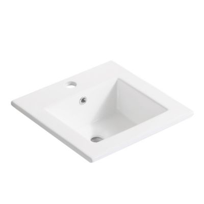 Modern Bathroom Vanity with Ceramic Sink and Automatic Lighting