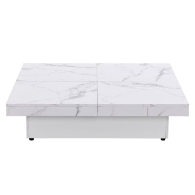 Streamdale Marble Veneer Sliding Top Coffee Table in Walnut