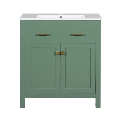 30" x 18.3" x 33.59". Elegant 30-inch Modern Bathroom Vanity with Ample Storage