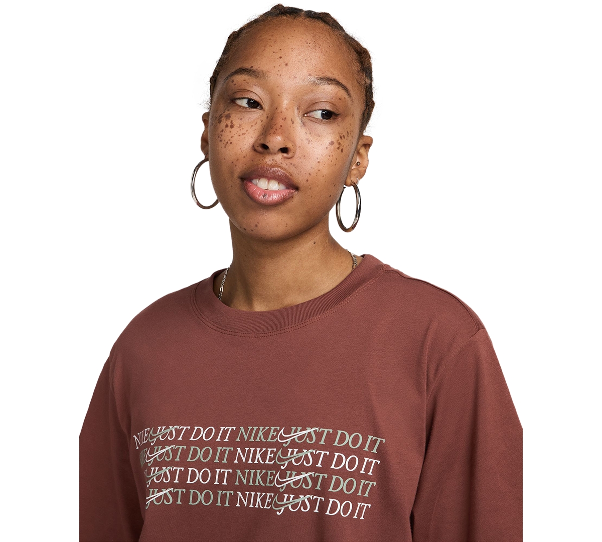 Nike Women's Sportswear Cotton Logo Crewneck T-Shirt -jade Horizon