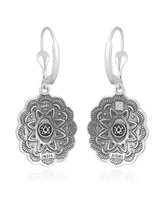 Sterling Silver and Lapis Lazuli Gemstone Concha Lever Back Earrings