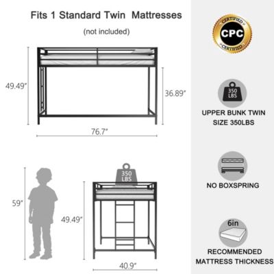 Adam junior twin loft bunk black