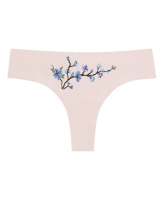 Women's Soft Seamless Thongs with Embroidery