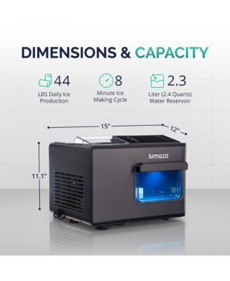 Luma Nugget Countertop Ice Maker, 44 lbs in 24 hours, Black Stainless Steel Ice Machine, Perfect for Home Bar, Kitchen Countertop, RV, Home Office