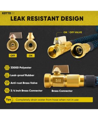 150'  Expandable Water Garden Hose: 10 Spray Nozzles, Solid Brass Connector, Leak-Proof Design