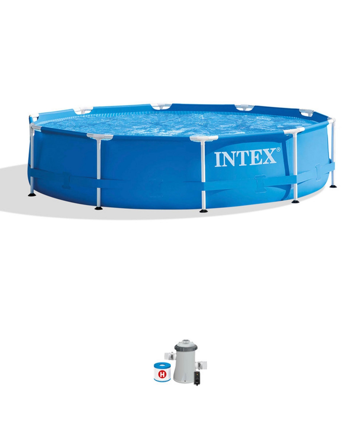 28201EH 10' x 30" Metal Frame Round Above Ground Swimming Pool with Pump - Blue