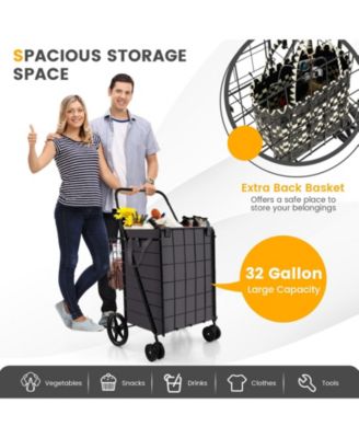 Folding Rolling Metal Waterproof Liner Basket Cart