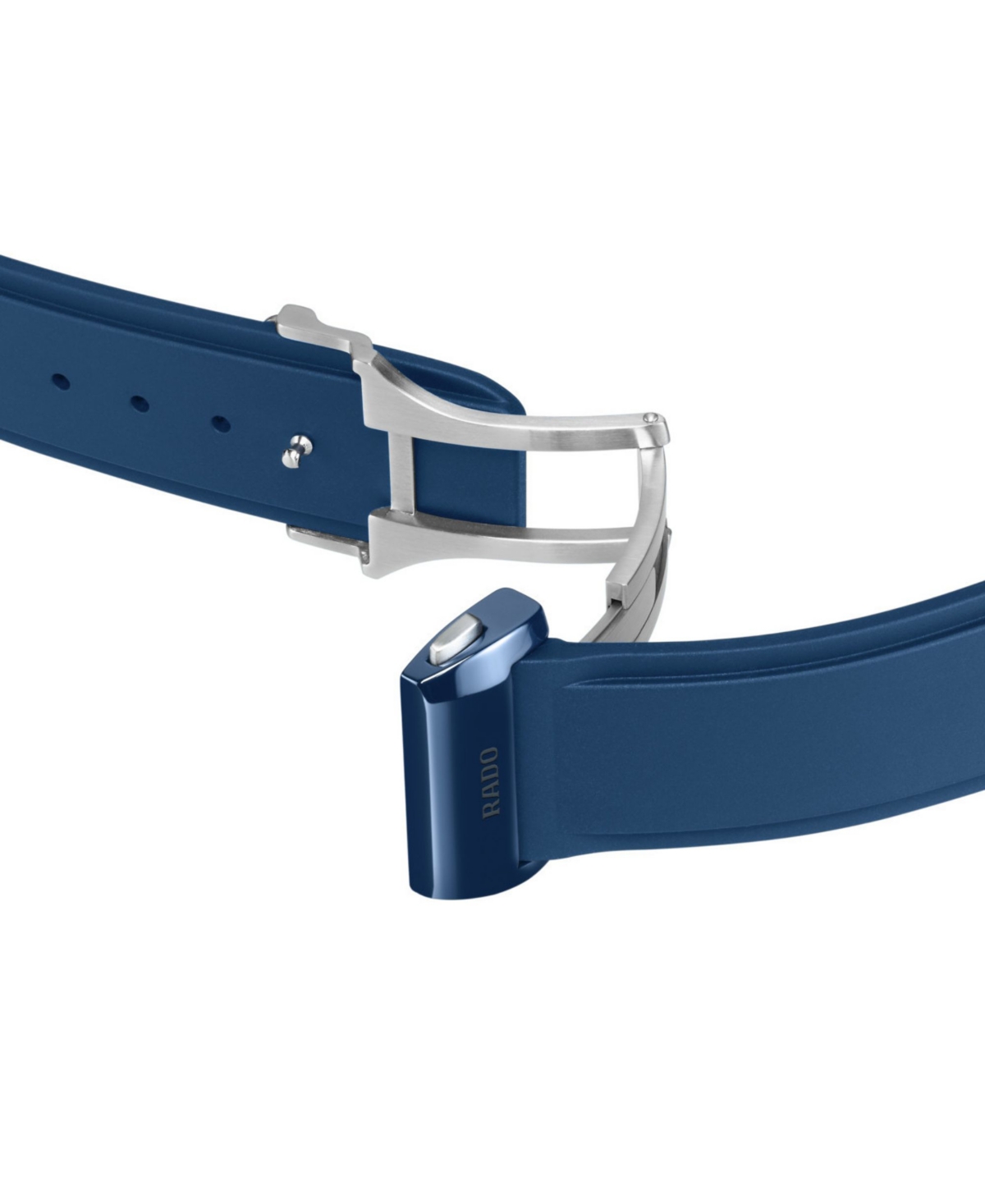 Rado Unisex Swiss Automatic True Square Open Heart Navy Blue Rubber Strap Watch 38mm In No Color