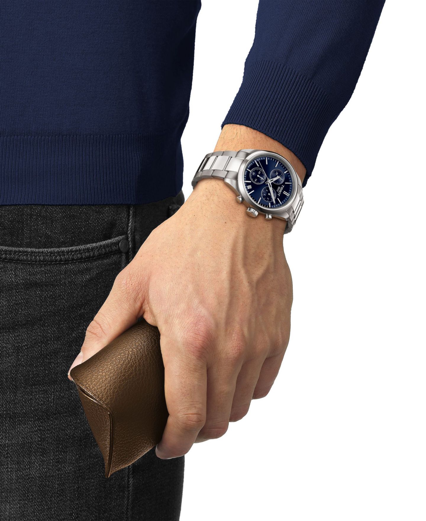 Мужские часы Tissot Swiss Chronograph PR 100 Stainless Steel Bracelet Watch 40mm — фото 4