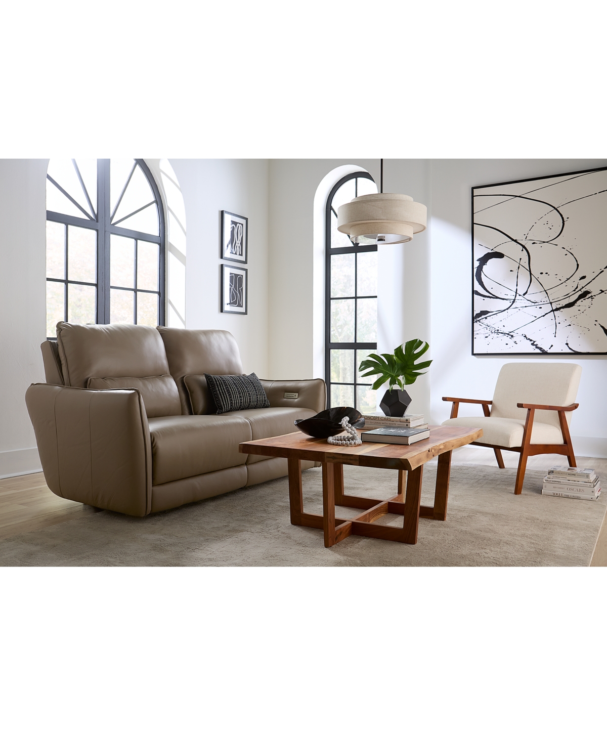 Macy's Jekyns Leather Power Sofa, Created For  In Dune