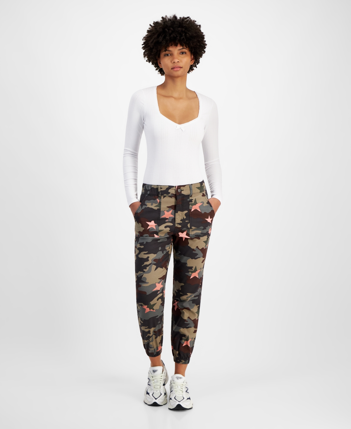 Juniors' Utility Cargo Jogger Pants - Star Camo