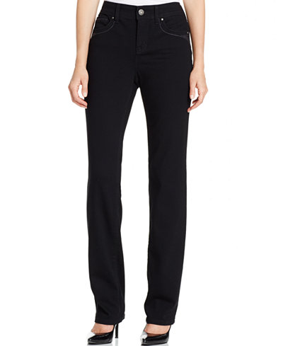Style & Co Tummy-Control Black Wash Straight-Leg Jeans, Only at Macy's
