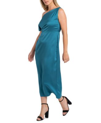 Women's One-Shoulder Satin Midi Dress