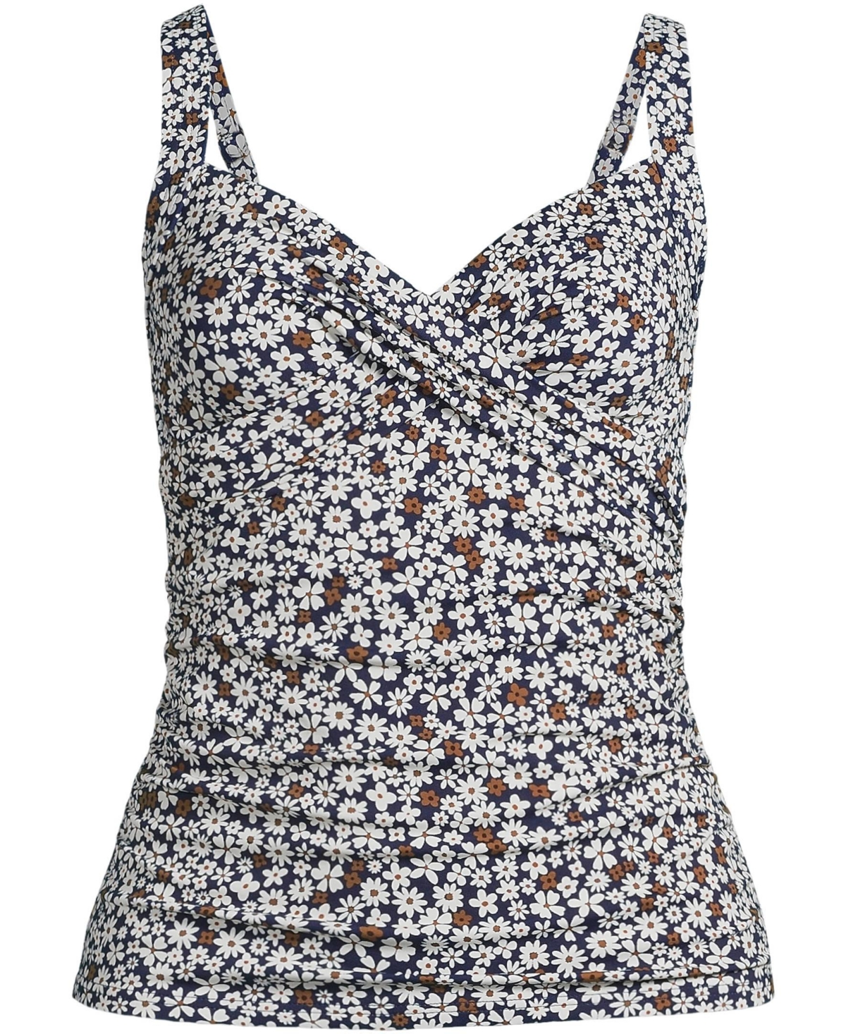 Lands' End Plus Size V-Neck Wrap Underwire Tankini Swimsuit Top