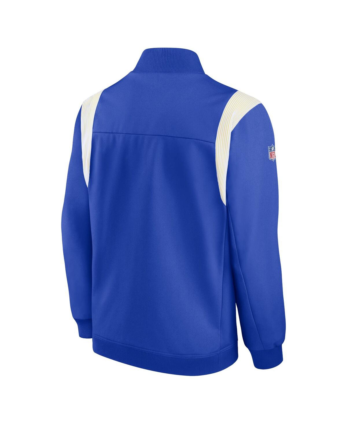 Nike Men's Royal Los Angeles Rams Sideline Coaches Bomber Full-zip Jacket In Royal,gold