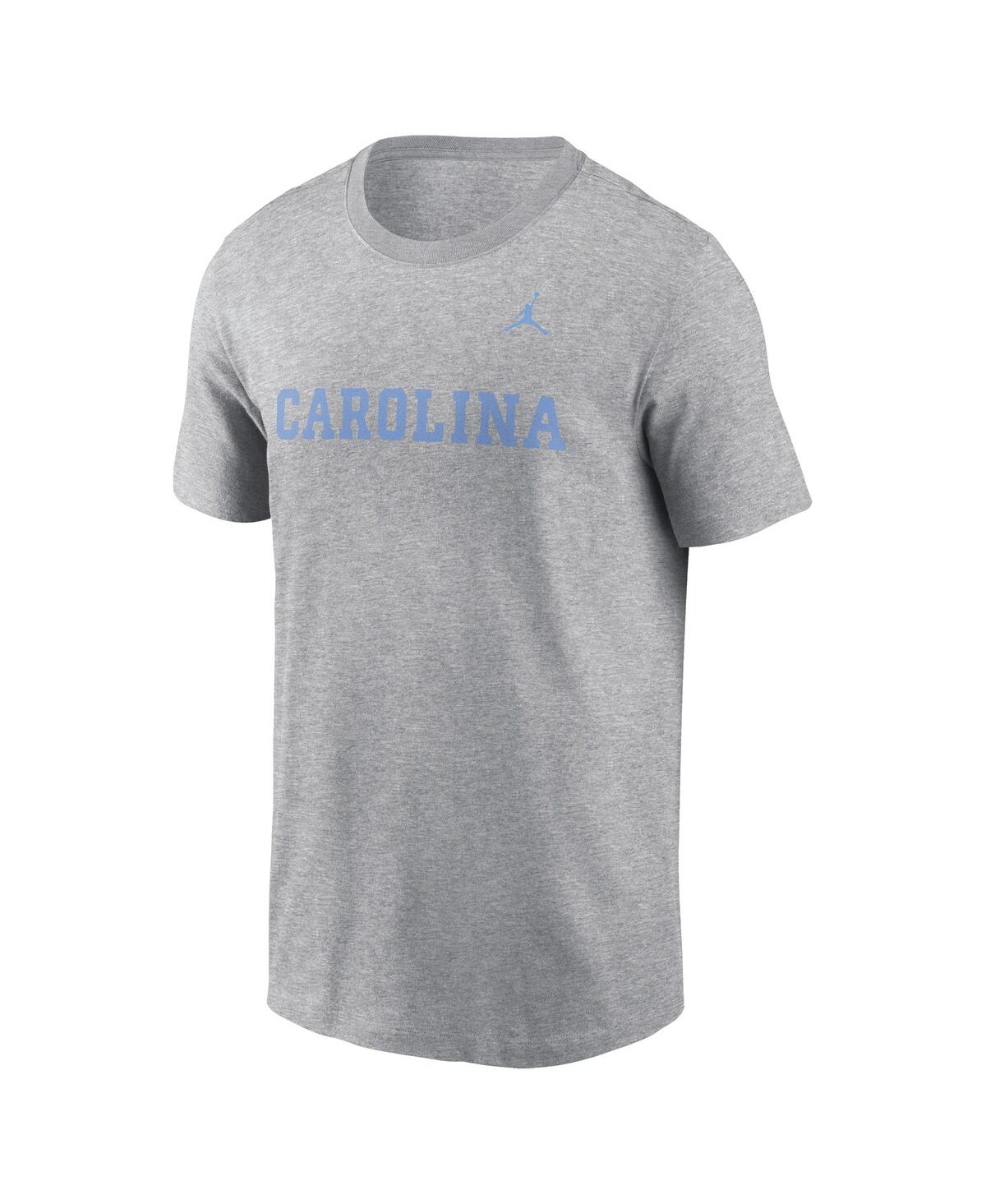 Jordan Men's Heather Gray North Carolina Tar Heels Primetime Evergreen Wordmark T-shirt In Heather Gray