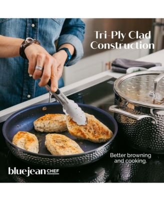 6-Piece Stainless Steel Cookware Set, Hammered Finish, Tri-Ply Construction Clad Cookware, Nonstick Induction, Oven & Dishwasher Safe