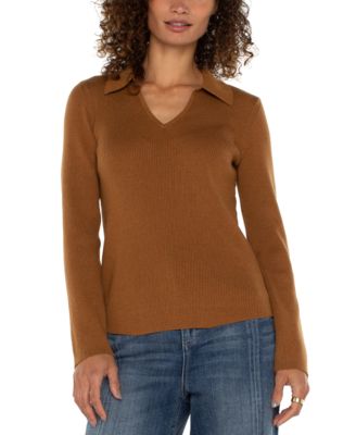 Liverpool Los Angeles - Women's Rib-Knit Collared Sweater