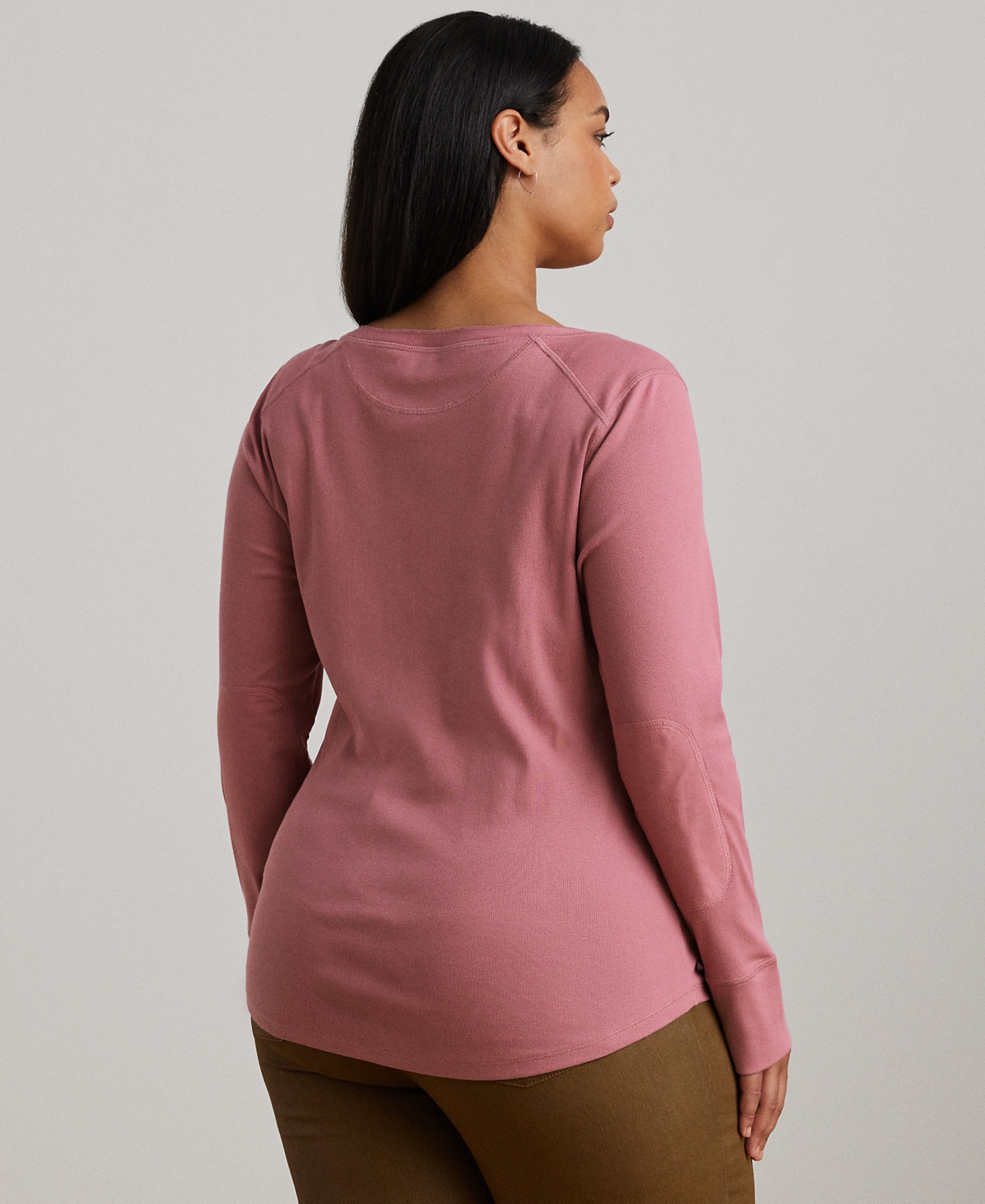 Lauren Ralph Lauren Plus Size Rib-Knit Henley Tee