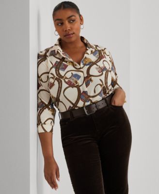 Lauren Ralph Lauren - Plus Size Printed Long-Sleeve Shirt