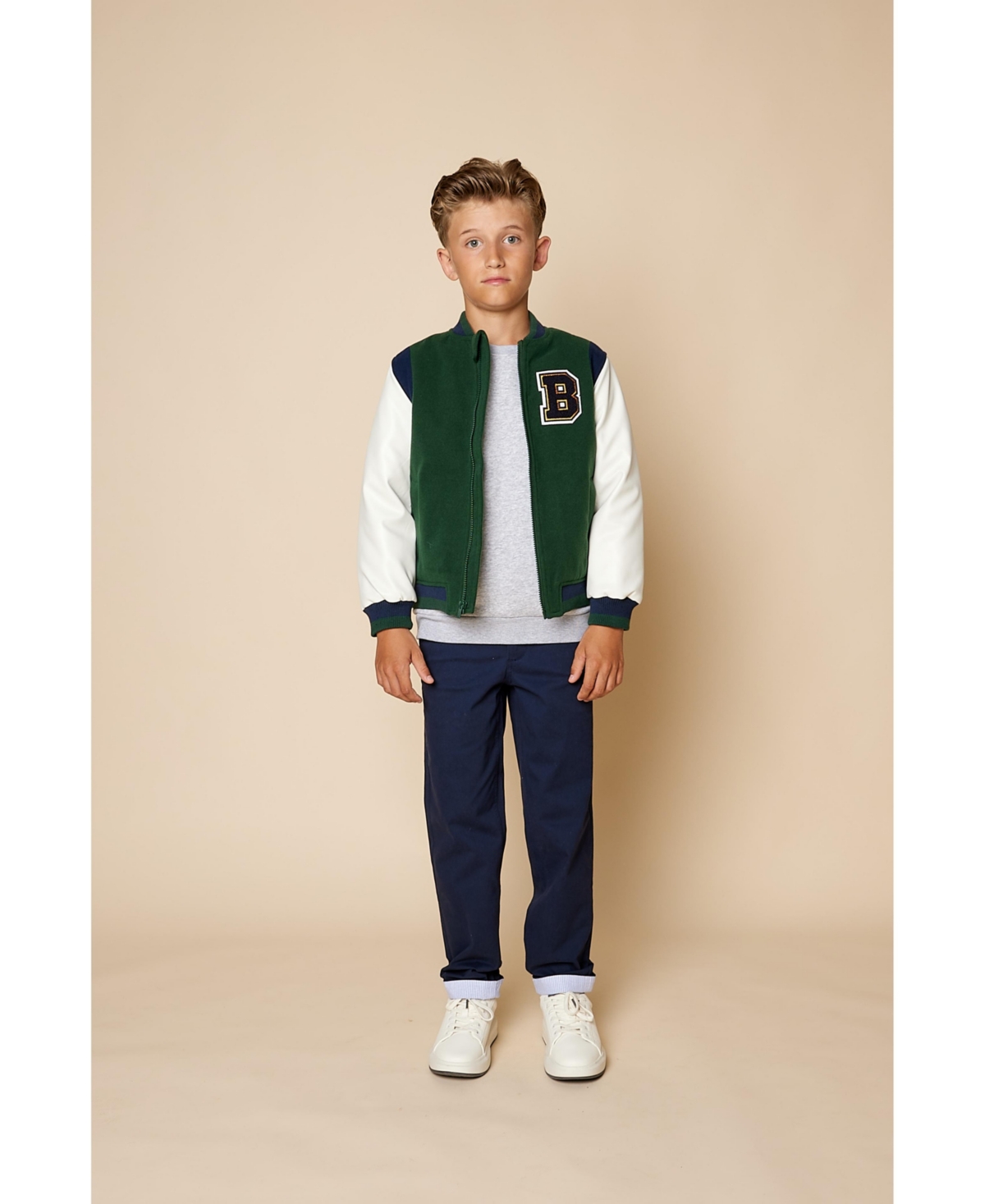Brooks Brothers B By  Big Boys Woven Varsity Jacket In Dark Green