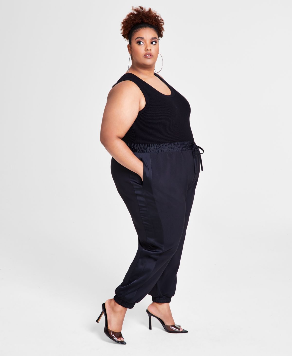 Nina Parker Trendy Plus Size Wide-Leg Joggers