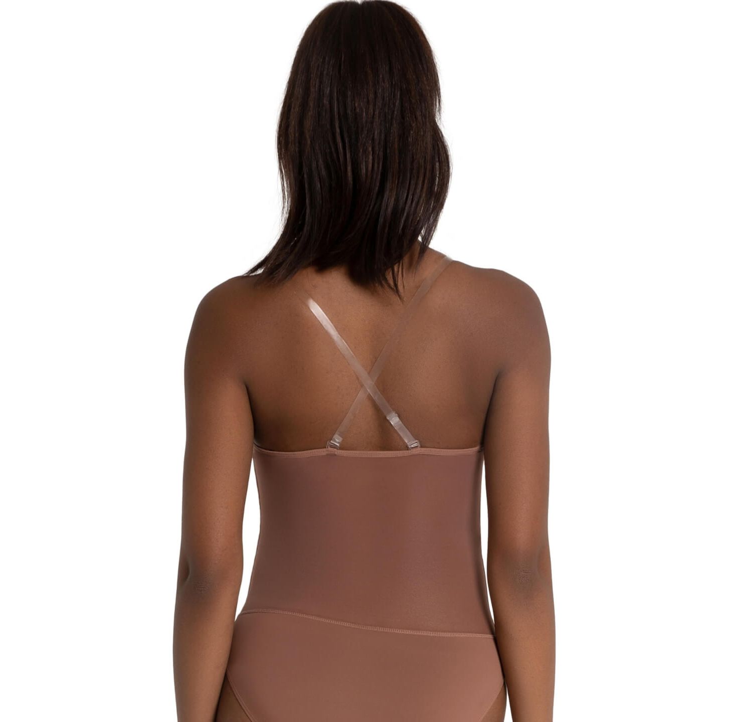Plunge Neck Mesh Midriff Leotard