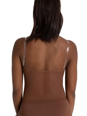 Women's Plunge Neck Mesh Midriff Leotard